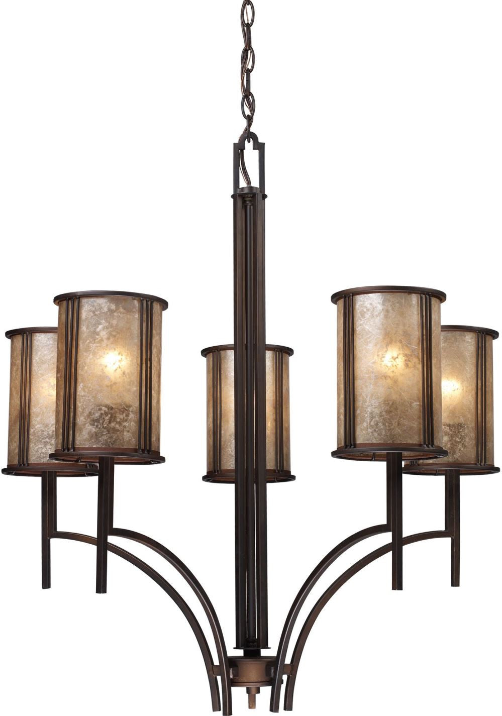 Barringer 5 Light Chandelier In Aged Bronze and Tan Mica