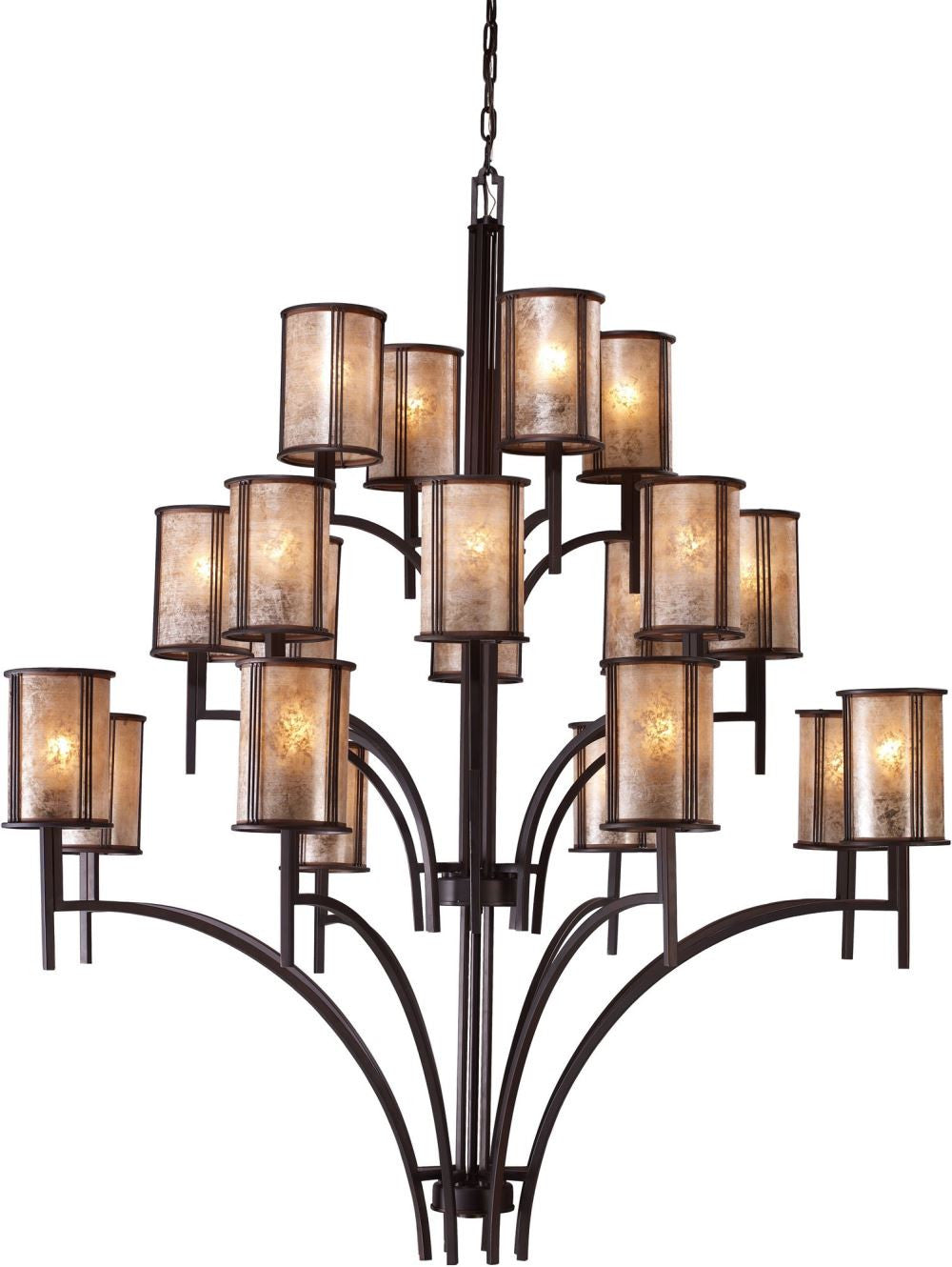 Barringer 8+8+4 Light Chandelier In Aged Bronze and Tan Mica
