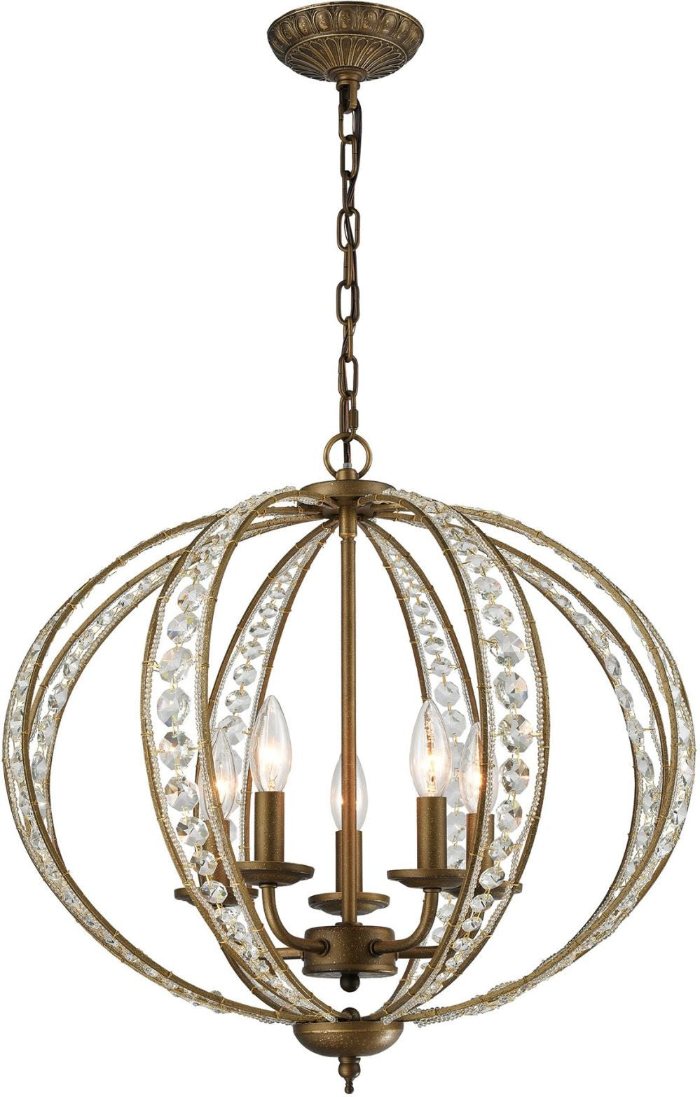 Elizabethan 5 Light Chandelier In Dark Bronze