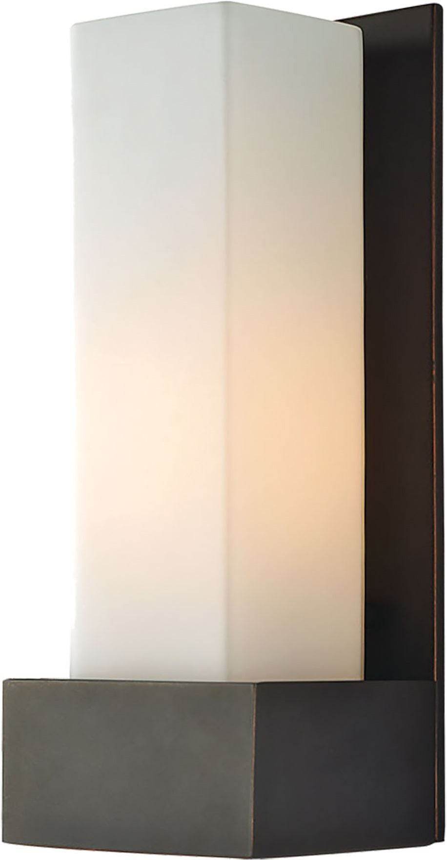Solo Tall 1 Light Sconce In Oil Rubbed Bronze With White Opal Glass