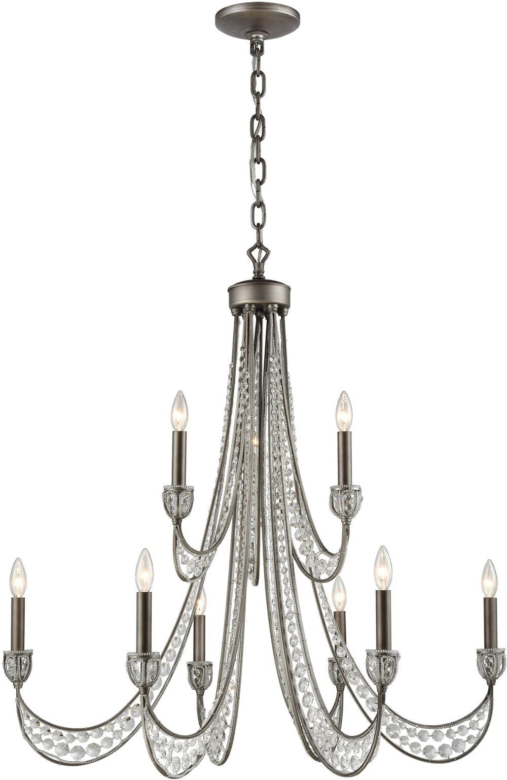 Renaissance 9 Light Chandelier In Weathered Zinc