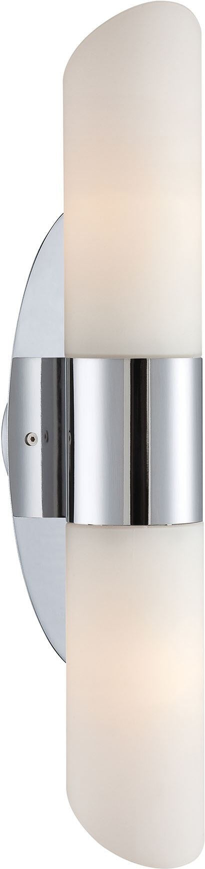 Ango 2 Light Sconce In Chrome With Chamfer-Cut White Opal Glass