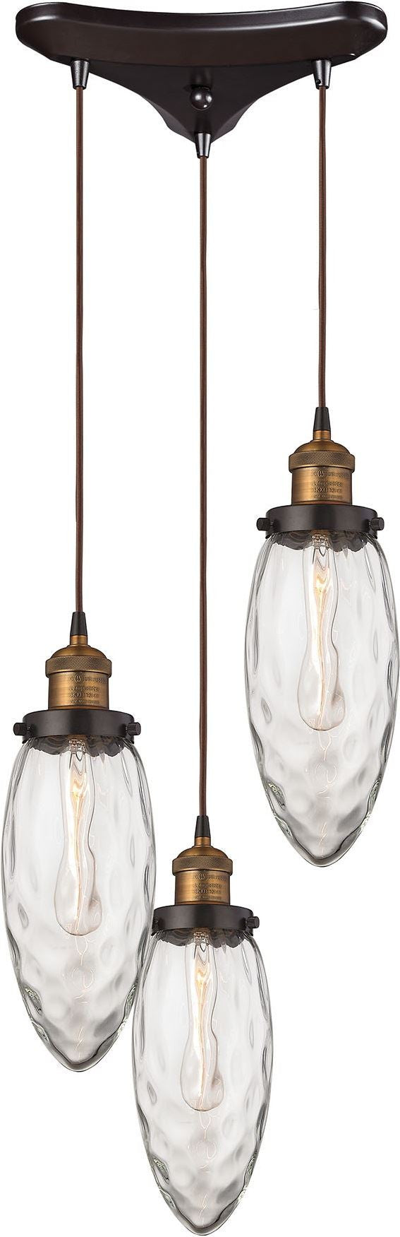 Owen 3 Light Pendant In Oil Rubbed Bronze and Antique Brass