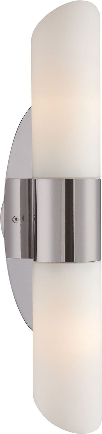 Ango 2 Light Sconce In Satin Nickel With Chamfer-Cut White Opal Glass