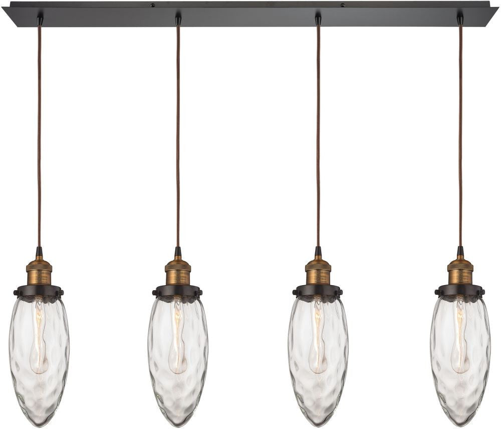 Owen 4 Light Pendant In Oil Rubbed Bronze and Antique Brass