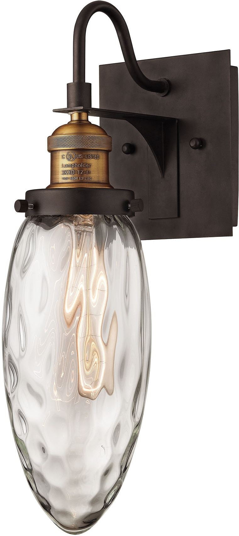 Owen 1 Light Wall Sconce In Oil Rubbed Bronze and Antique Brass