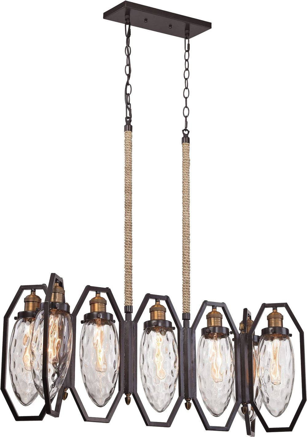 Owen 7 Light Chandelier In Oil Rubbed Bronze and Antique Brass