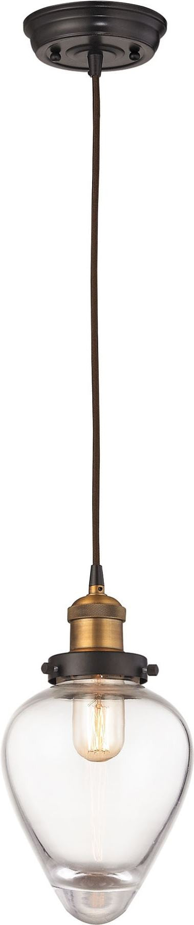 Bartram 1 Light Pendant In Oil Rubbed Bronze and Antique Brass