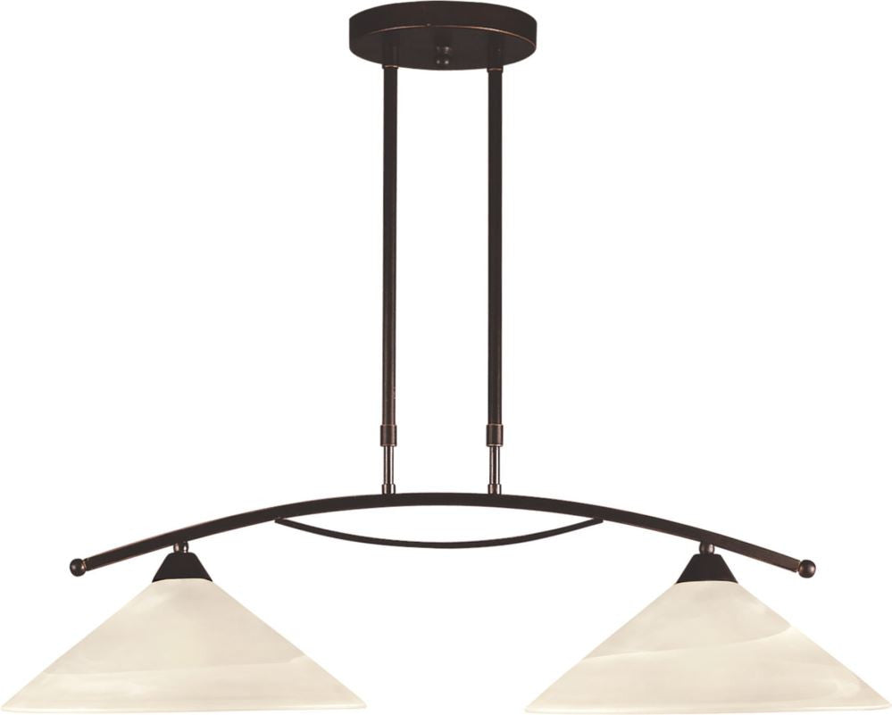 Elysburg 2 Light Island In Oil Rubbed Bronze and White Glass