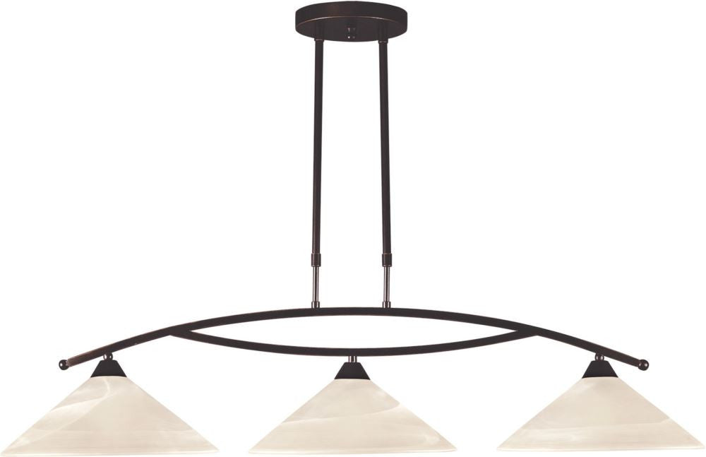 Elysburg 3 Light Island In Oil Rubbed Bronze and White Glass