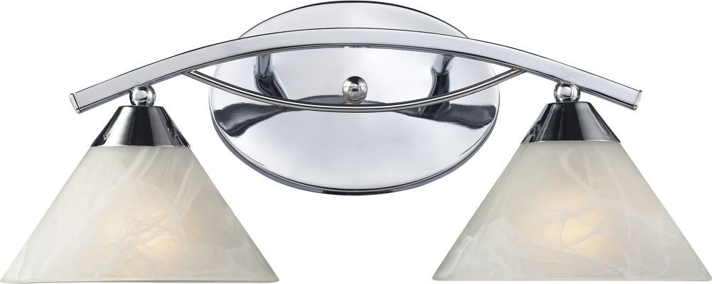Elysburg 2 Light Vanity In Polished Chrome and White Glass