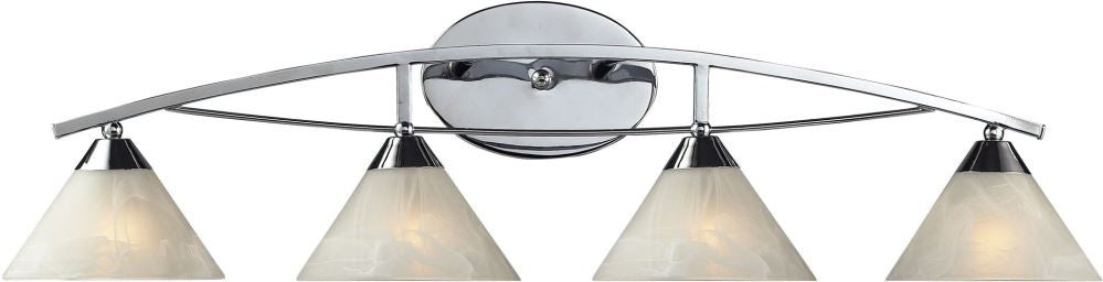 Elysburg 4 Light Vanity In Polished Chrome and White Glass