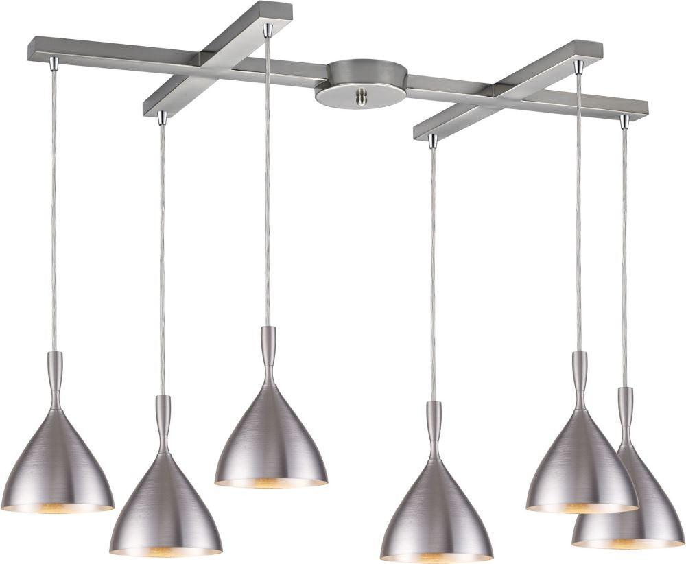 Spun Aluminum 6 Light Pendant In Aluminum