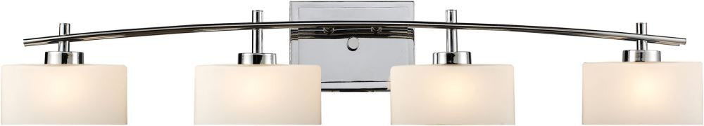 Eastbrook 4 Light Vanity In Polished Chrome and Opal White Glass