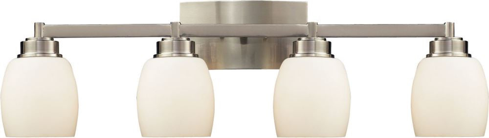 Northport 4 Light Vanity In Satin Nickel and Opal White Glass