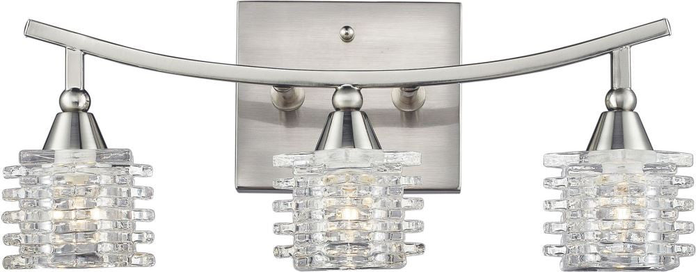Matrix 3 Light Vanity In Satin Nickel and Clear Glass
