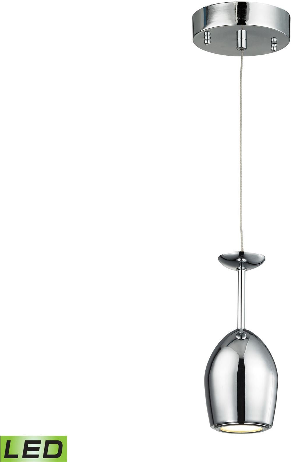 Vasso Chromo 1 Light Led Pendant In Polished Chrome