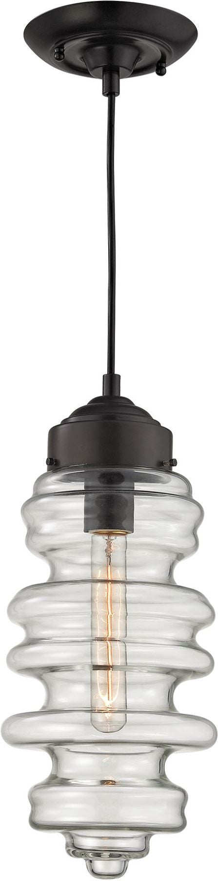Cipher 1 Light Pendant In Oil Rubbed Bronze and Clear Glass