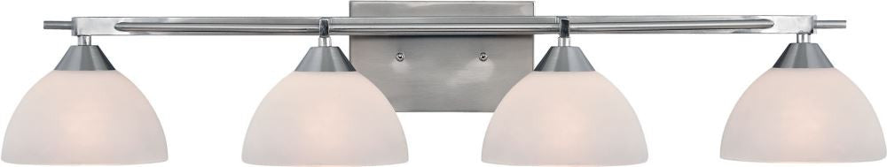 Freeland 4 Light Vanity In Brushed Nickel and Opal White Glass