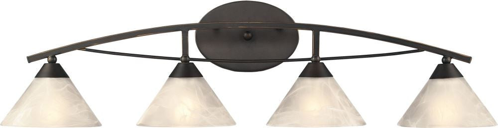 Elysburg 4 Light Vanity In Oil Rubbed Bronze and White Glass