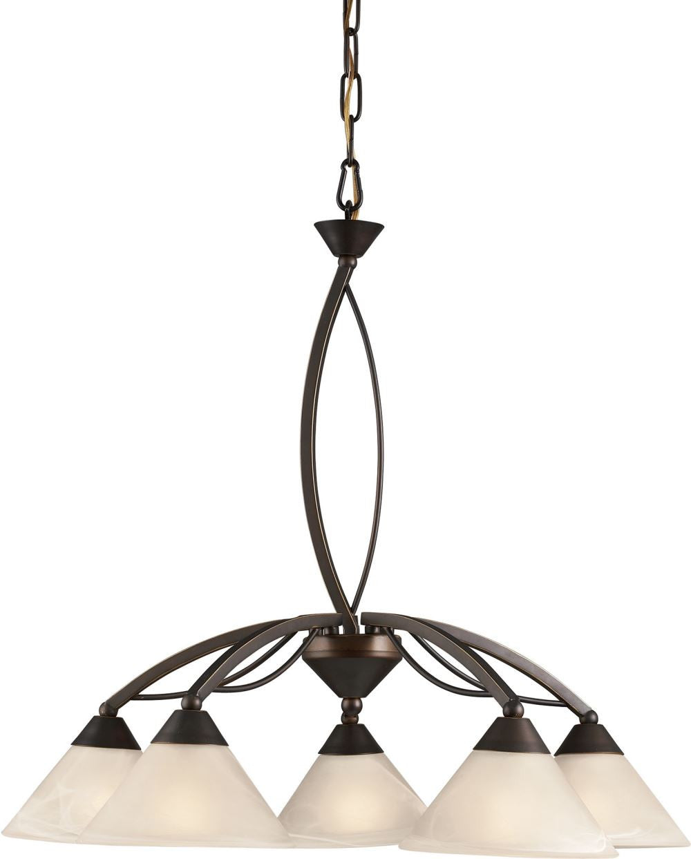 Elysburg 5 Light Chandelier In Oil Rubbed Bronze and White Glass