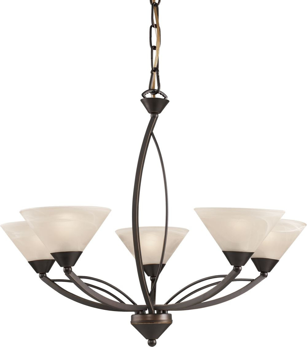 Elysburg 5 Light Chandelier In Oil Rubbed Bronze and White Glass