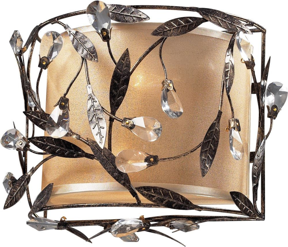 Circeo 2 Light Sconce In Deep Rust and Glass Crystals