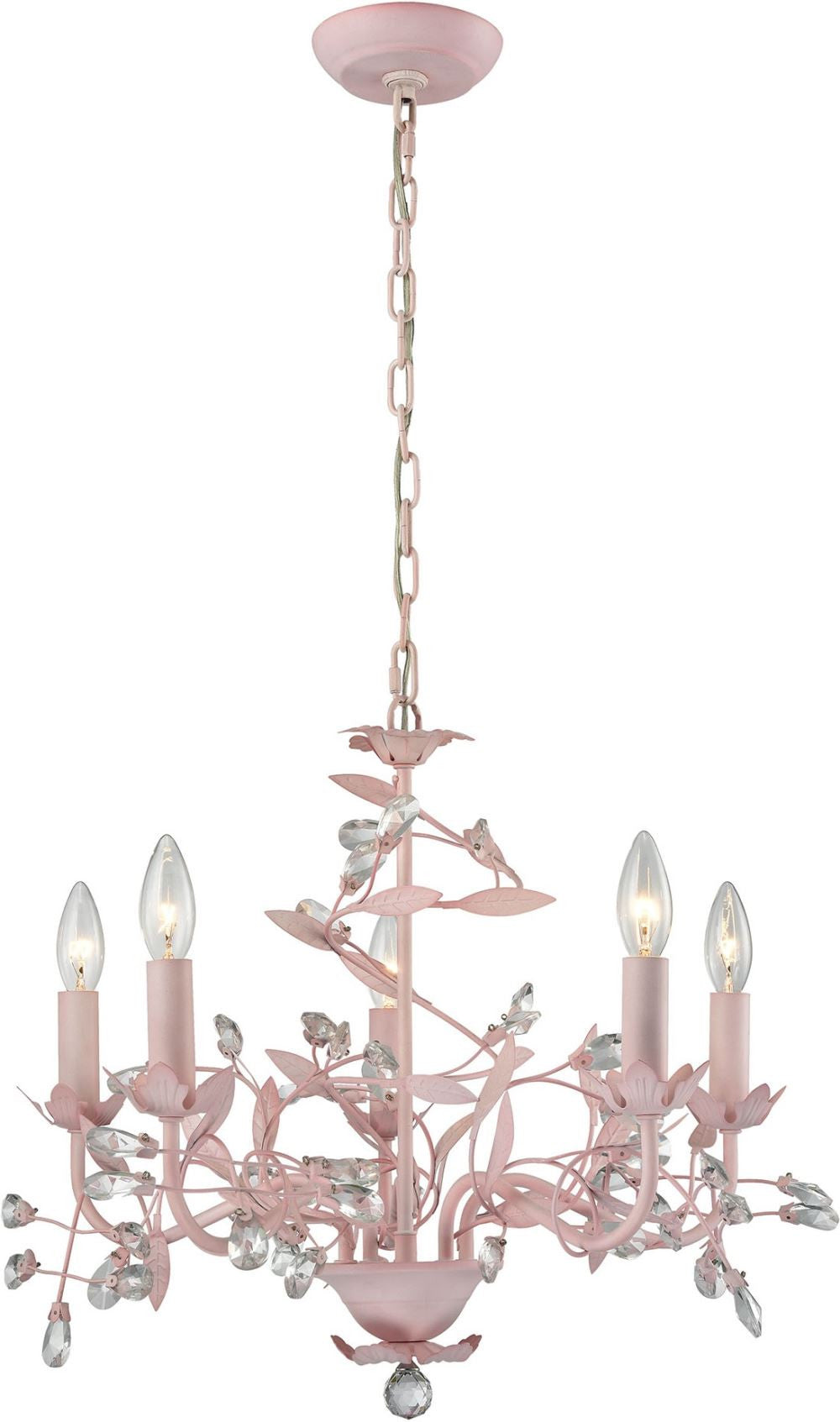 Circeo 5 Light Chandelier In Light Pink