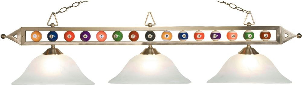 Designer Classics 3 Light Billiard Light In Satin Nickel Withglass