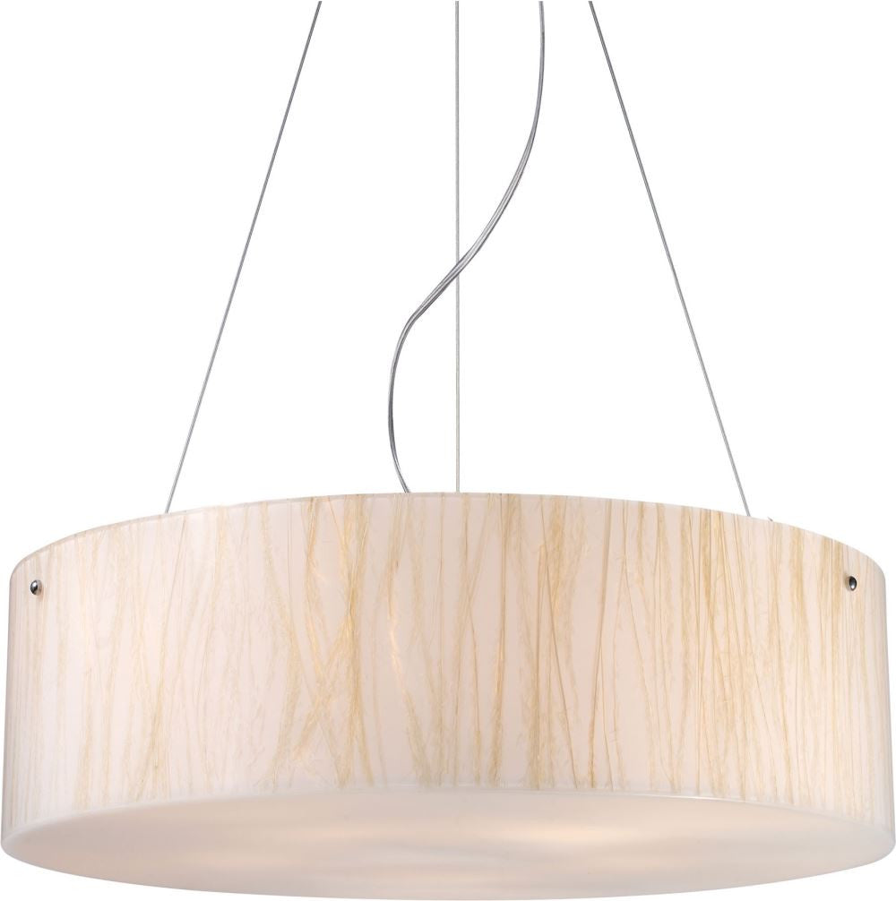 Modern Organics 5 Light Pendant In Polished Chrome and White Sawgrass