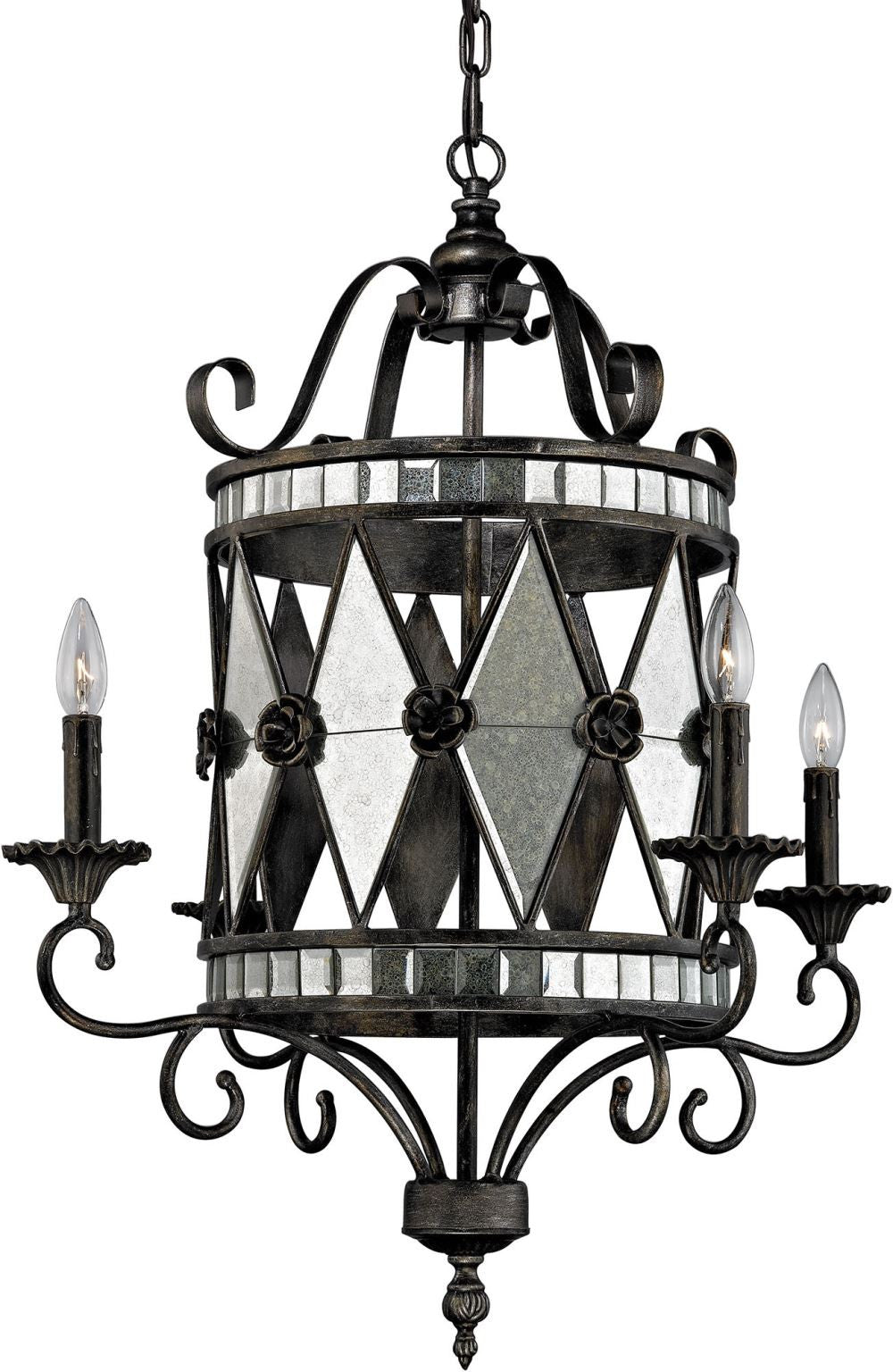 Mariana 4 Light Chandelier In Blackened Silver
