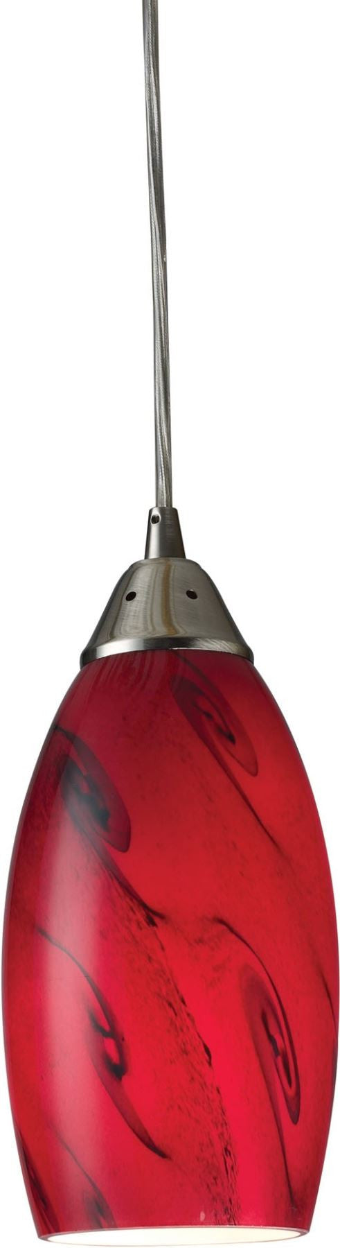 Galaxy 1 Light Pendant In Red and Satin Nickel