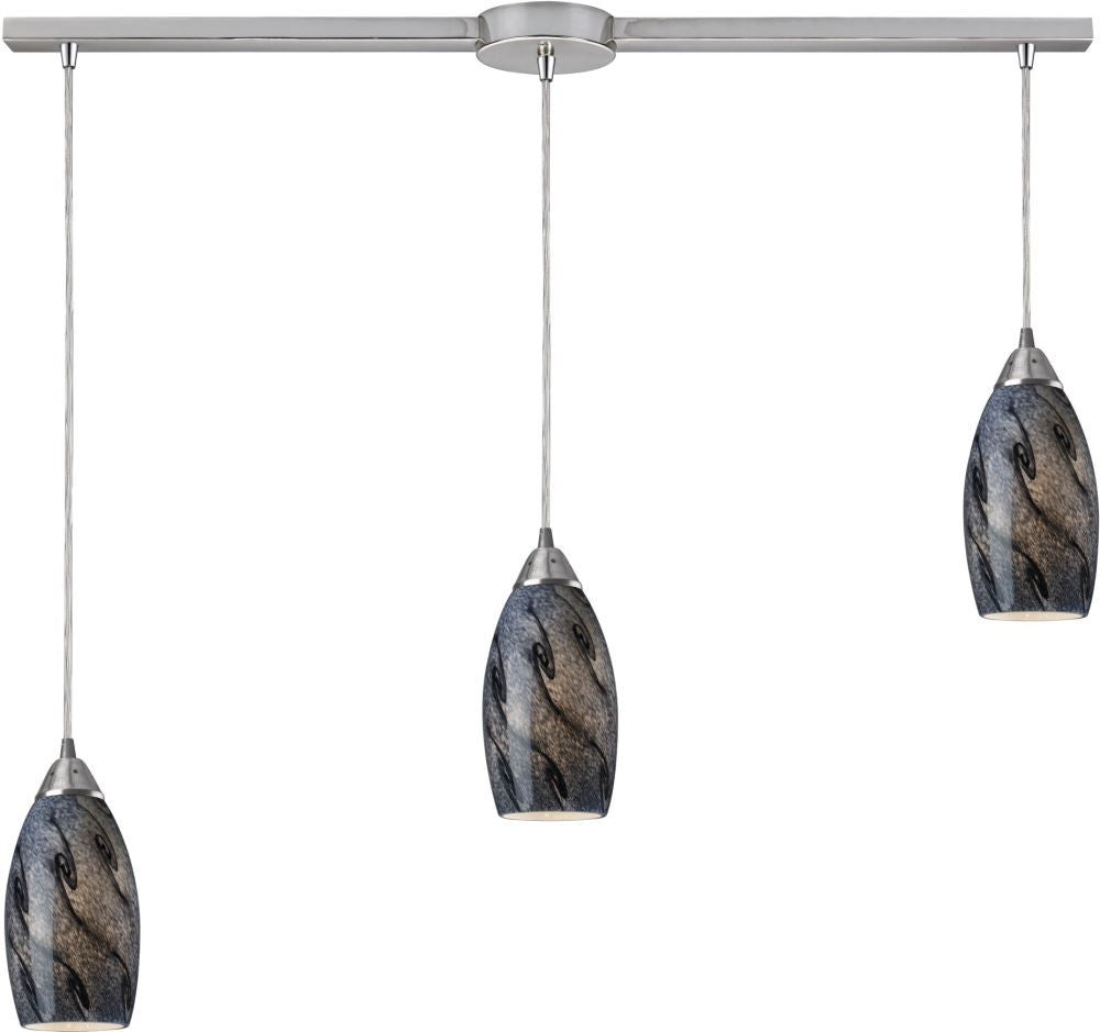 Galaxy 3 Light Pendant In Smoke and Satin Nickel
