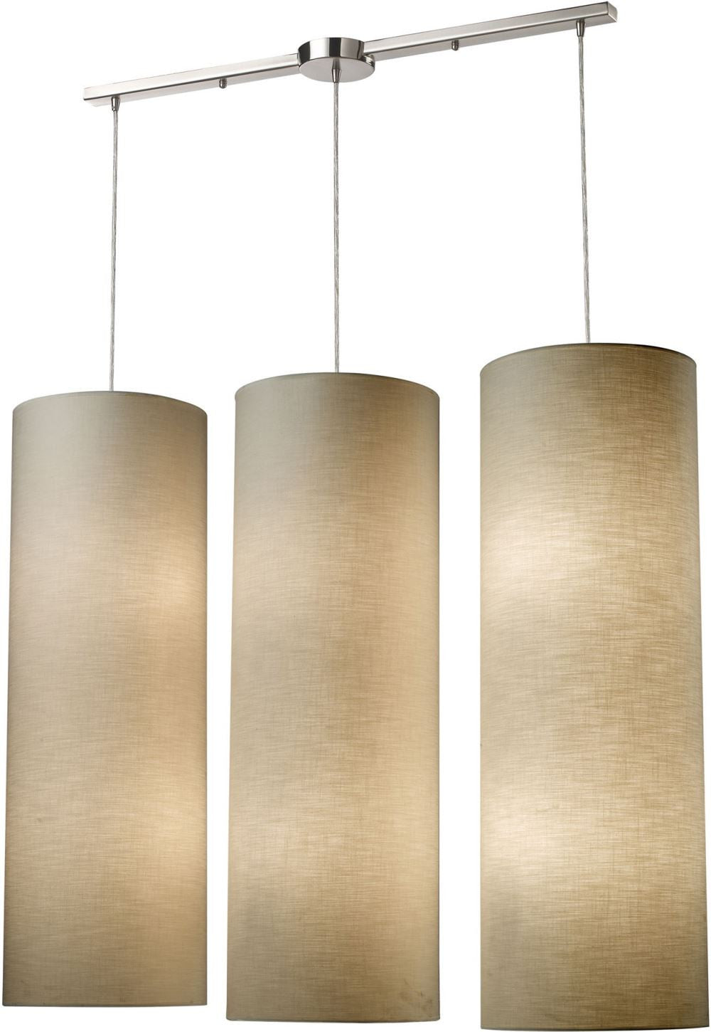 Fabric Cylinder 12 Light Pendant In Satin Nickel