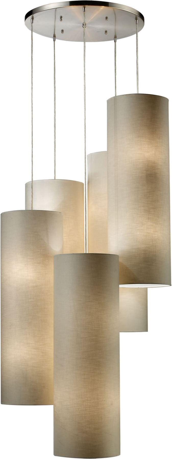 Fabric Cylinder 20 Light Pendant In Satin Nickel