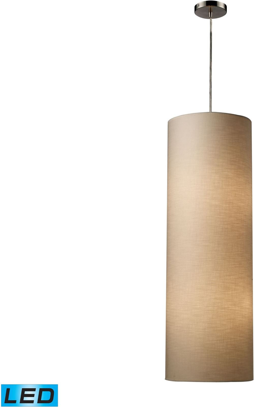Fabric Cylinder 4 Light Led Pendant In Satin Nickel