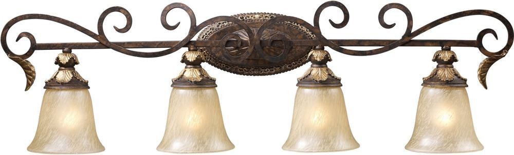 Regency 4 Light Vanity In Burnt Bronze and Gold Leaf