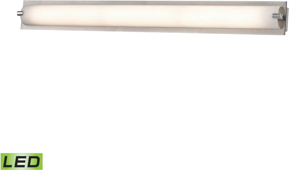 Piper Led Medium Vanity In Matte Satin Nickel and White Opal
