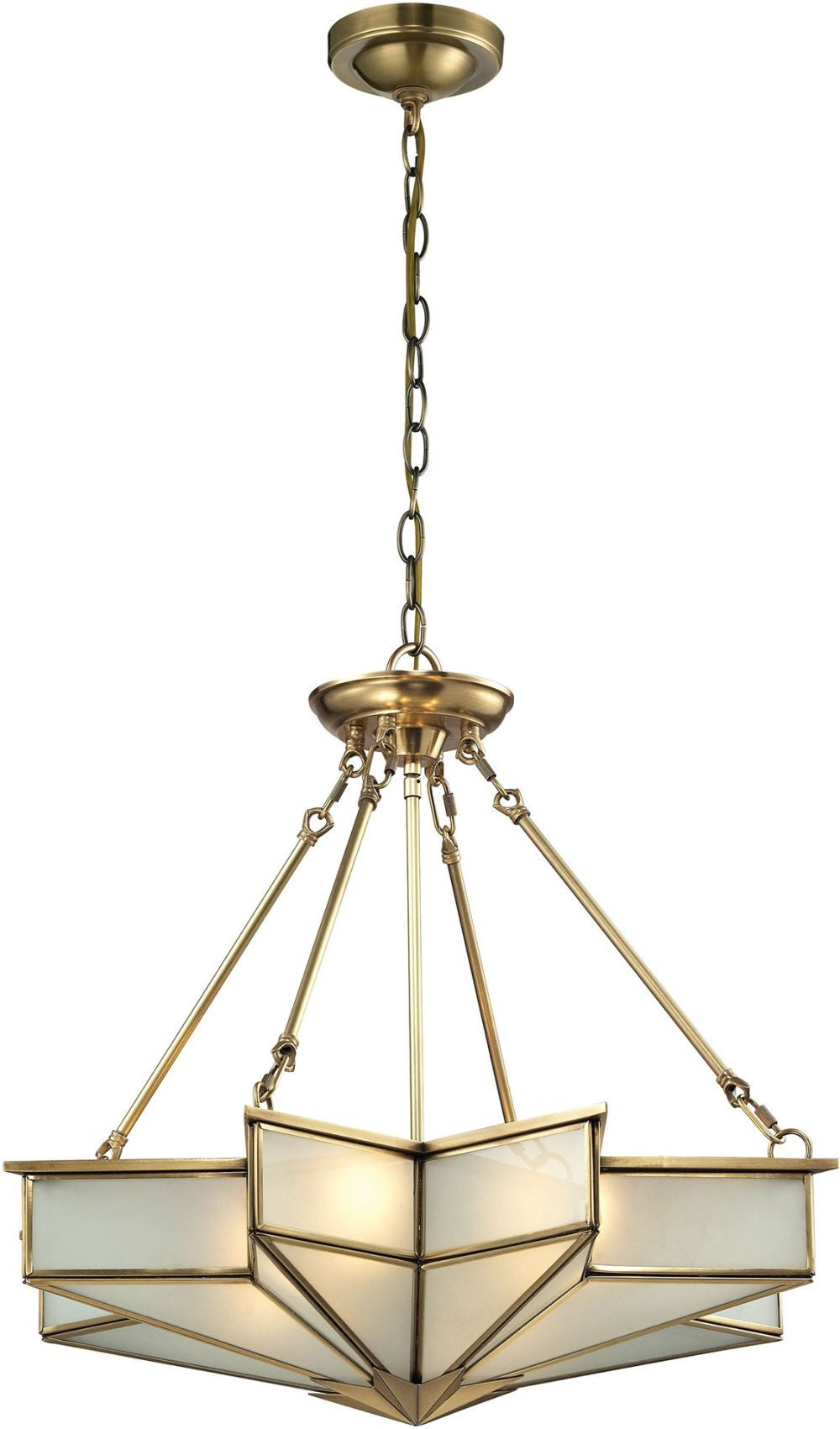 Decostar 4 Light Pendant In Brushed Brass