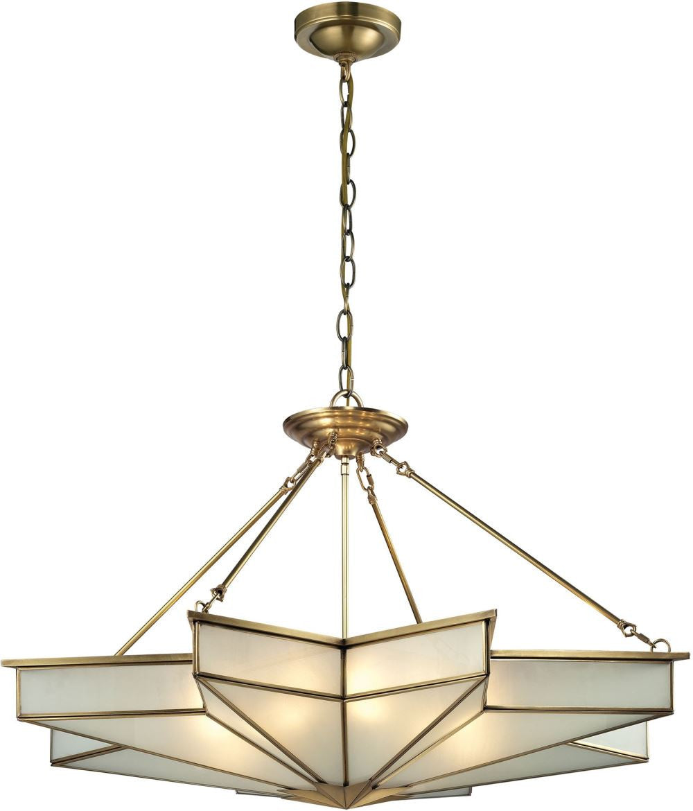 Decostar 8 Light Pendant In Brushed Brass