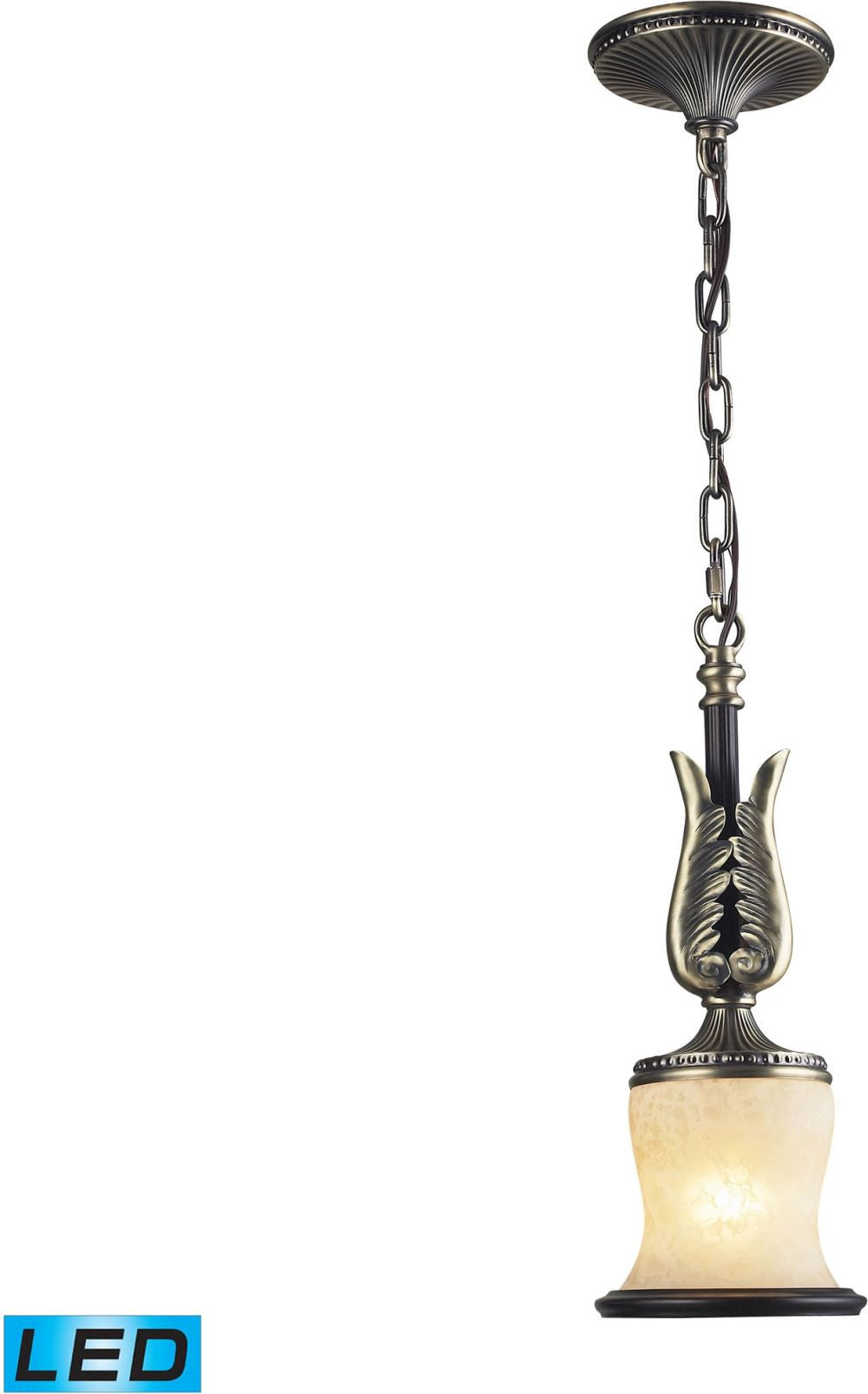 Georgian Court 1 Light Led Pendant In Antique Bronze and Dark Umber