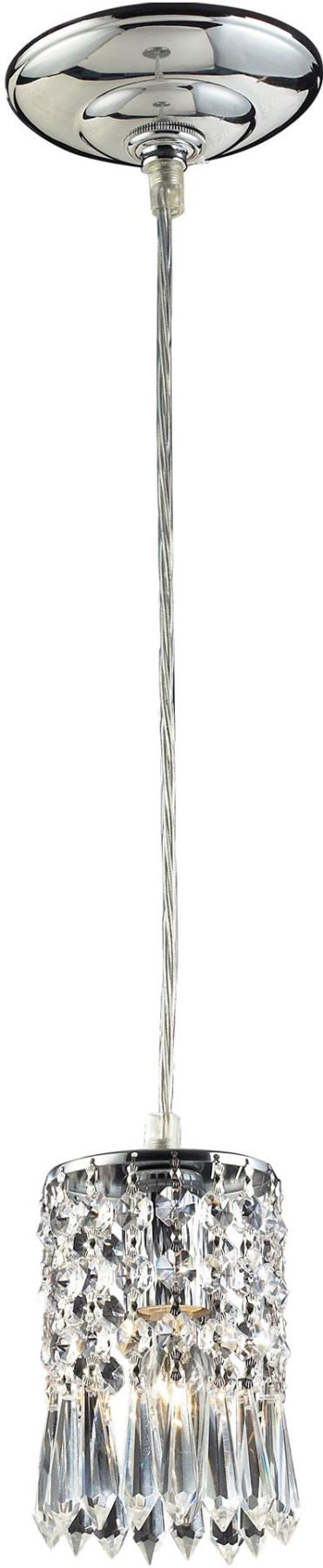 Optix 1 Light Pendant In Polished Chrome and Clear Crystal