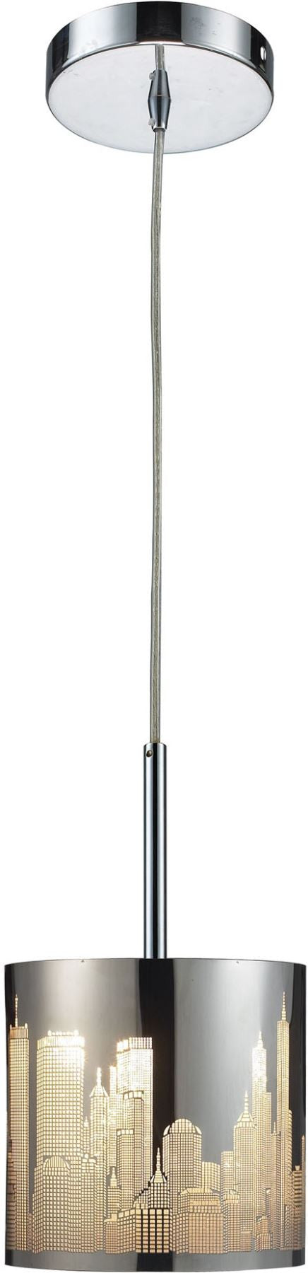 Skyline 1 Light Pendant In Polished Stainless Steel
