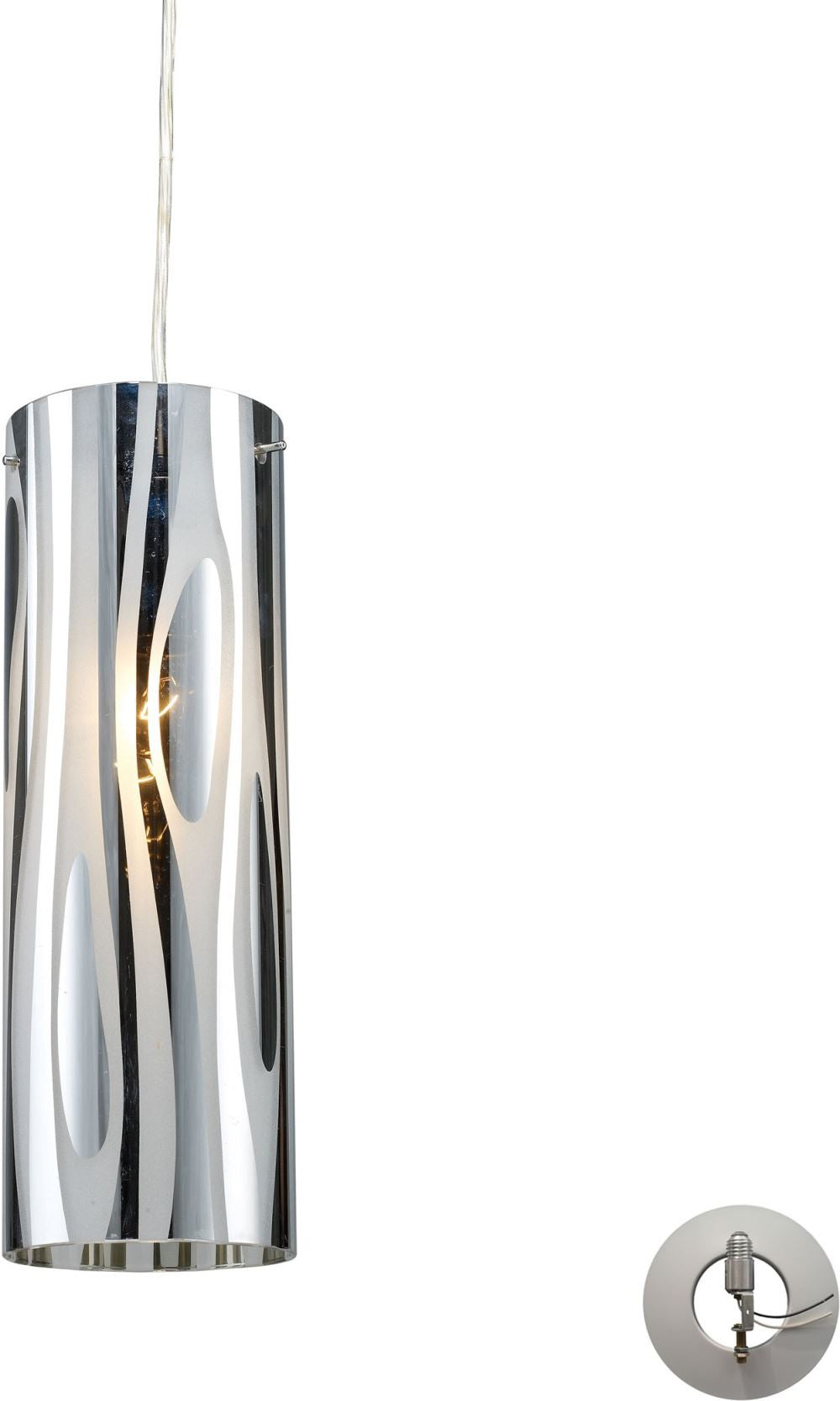 Chromia 1 Light Pendant In Polished Chrome - Includes Recessed Lighting Kit
