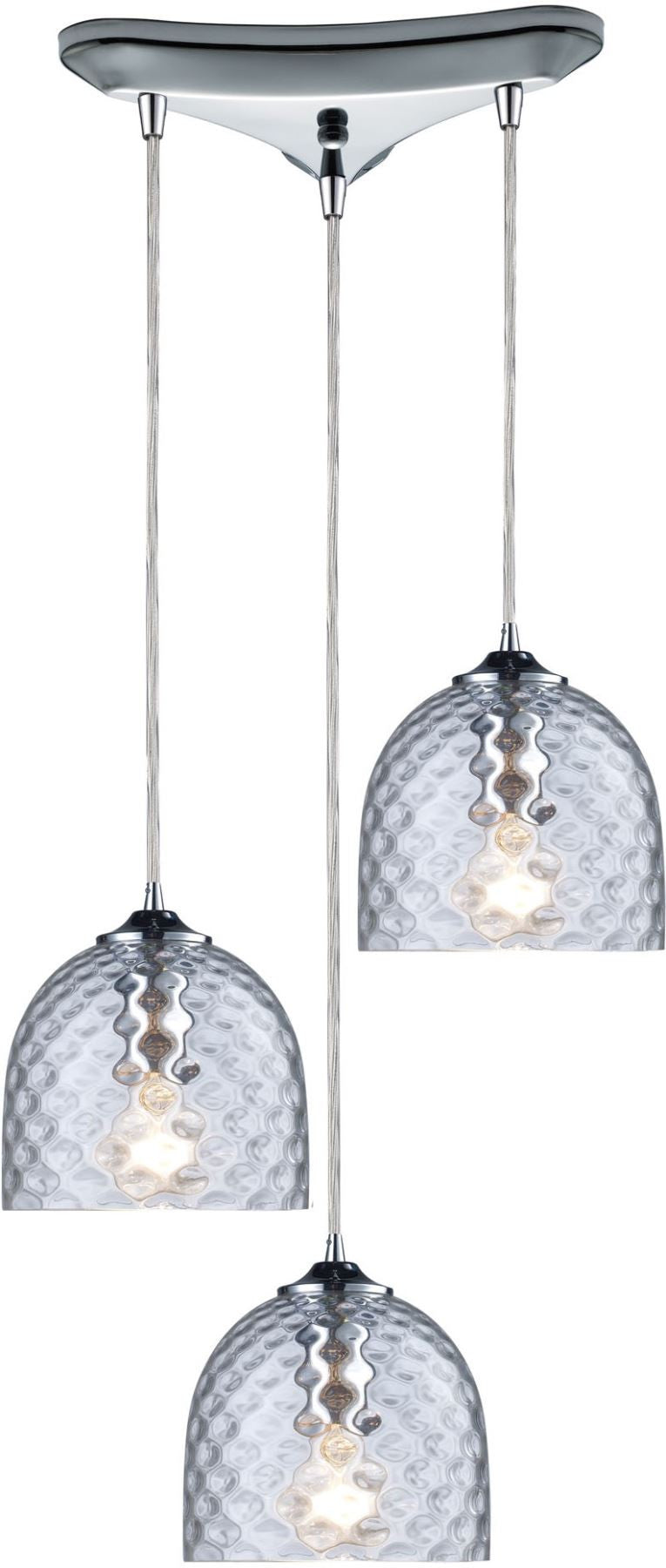Viva 3 Light Pendant In Polished Chrome and Clear Glass