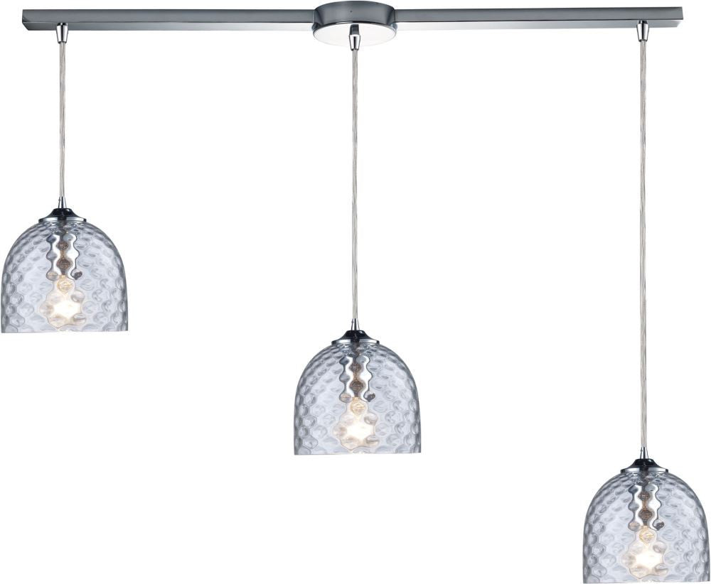 Viva 3 Light Pendant In Polished Chrome and Clear Glass