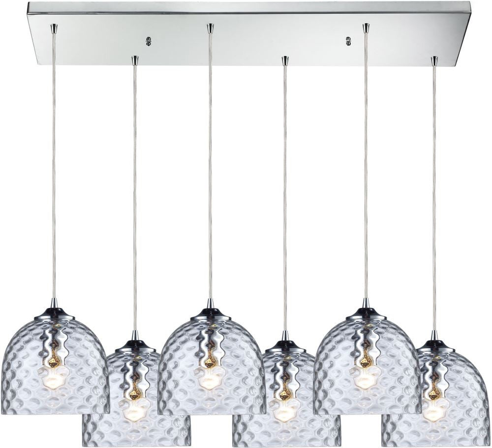 Viva 6 Light Pendant In Polished Chrome and Clear Glass