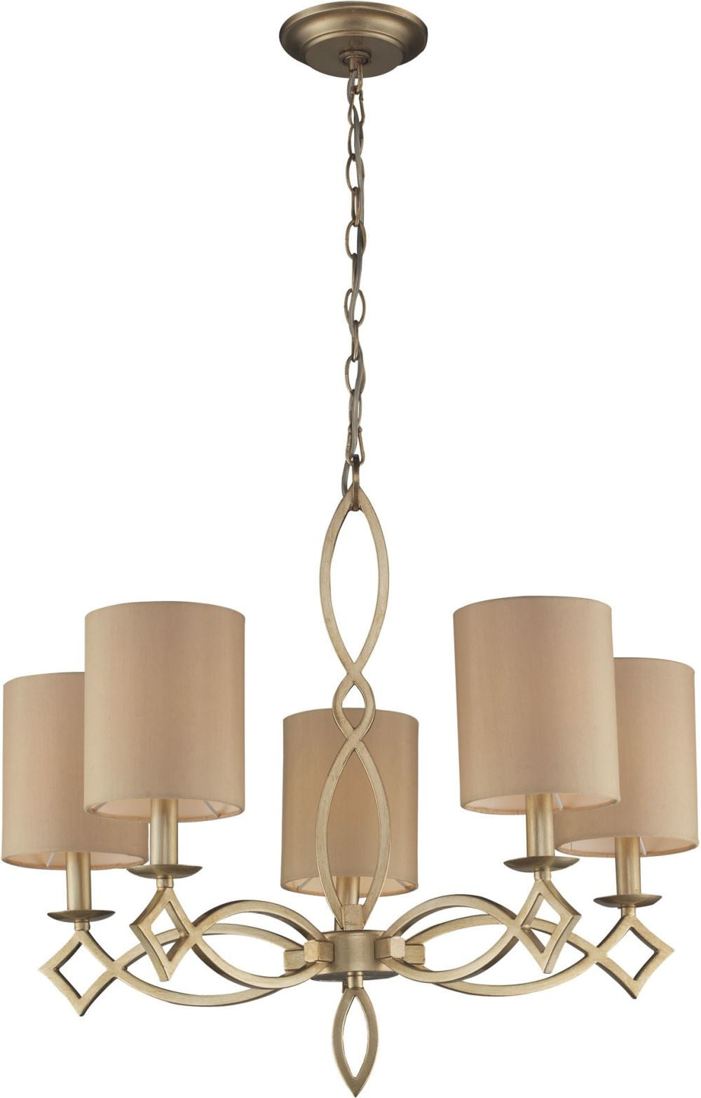 Estonia 5 Light Chandelier In Aged Silver With Shades