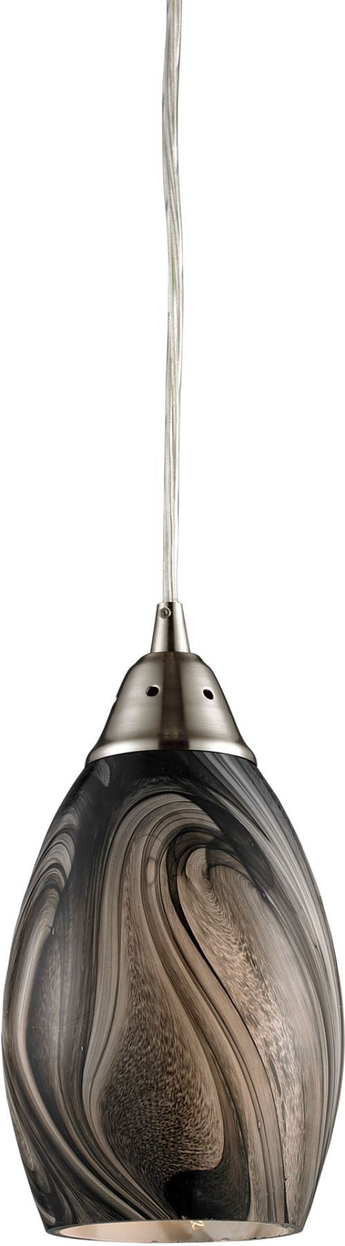 Formations 1 Light Pendant In Satin Nickel and Ashflow Glass
