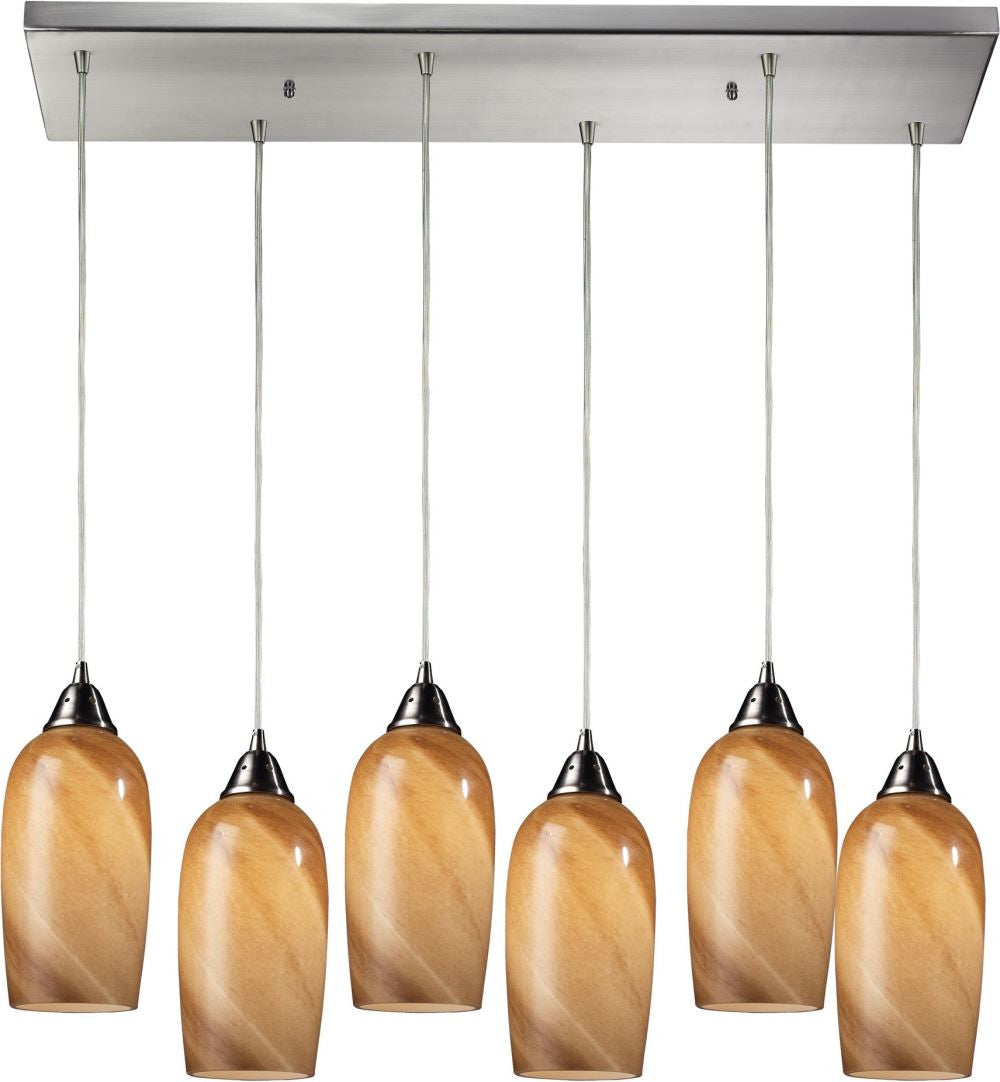 Sandstone 6 Light Pendant In Satin Nickel
